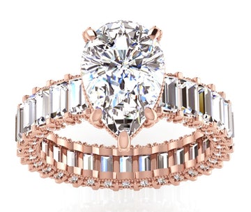 9.50 Carats Pear & Baguette Engagement Diamond Ring