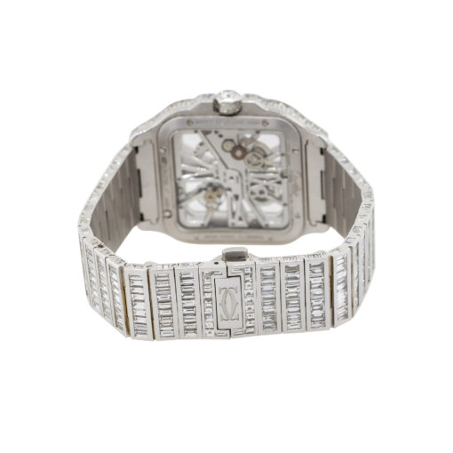 Cartier Santos 18k White Gold Skeleton All Diamond Chandelier Watch - Image 4
