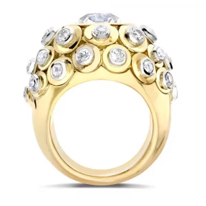 Cartier 18kt yellow gold Retro Paris diamond bombé ring