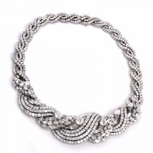 Antique 86.00ct Diamond 18k Gold Choker Necklace Circa 1930's