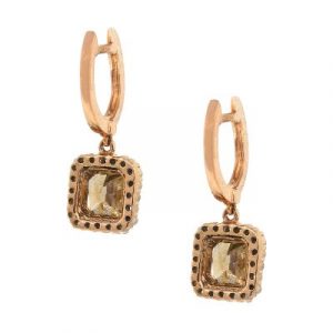 18k Rose Gold 2.40ctw Cushion Cut Diamond Hoop Earrings
