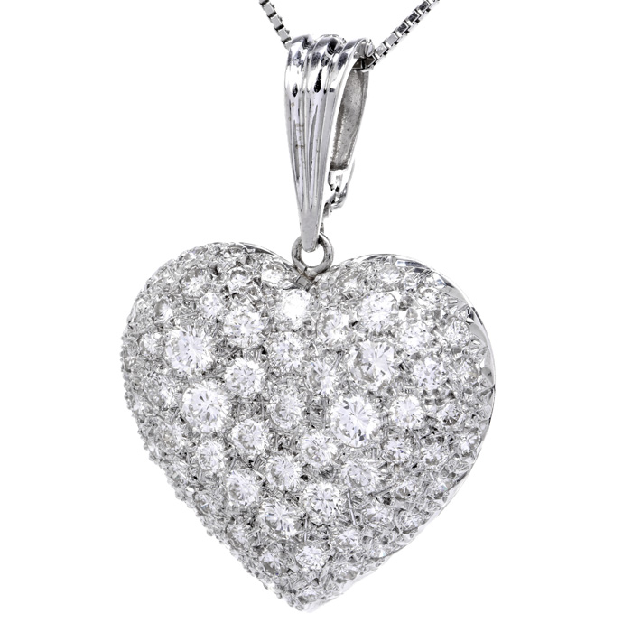 Estate 7.50cts Diamond Heart 18K Gold Heart Cluster Enhancer Pendant - Image 2