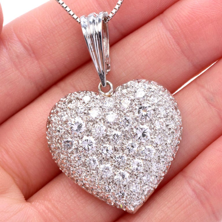 Estate 7.50cts Diamond Heart 18K Gold Heart Cluster Enhancer Pendant - Image 4
