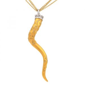Carrera y Carrera Diamond Italian Horn with Crown 3 Strand Necklace