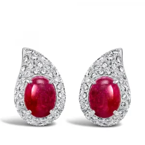 1961 Cartier 18kt white gold ruby and diamond stud earrings
