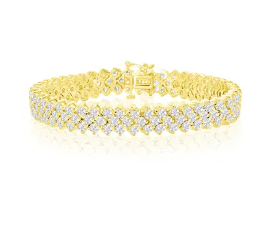 12 Carat Three Row Diamond Tennis Bracelet In 14 Karat White Gold - Image 3