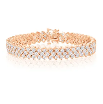 12 Carat Three Row Diamond Tennis Bracelet In 14 Karat White Gold - Image 2