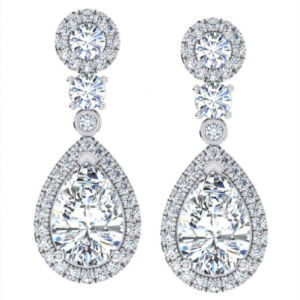 10.50 Carat Diamond Drop Halo Earrings