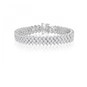 12 Carat Three Row Diamond Tennis Bracelet In 14 Karat White Gold