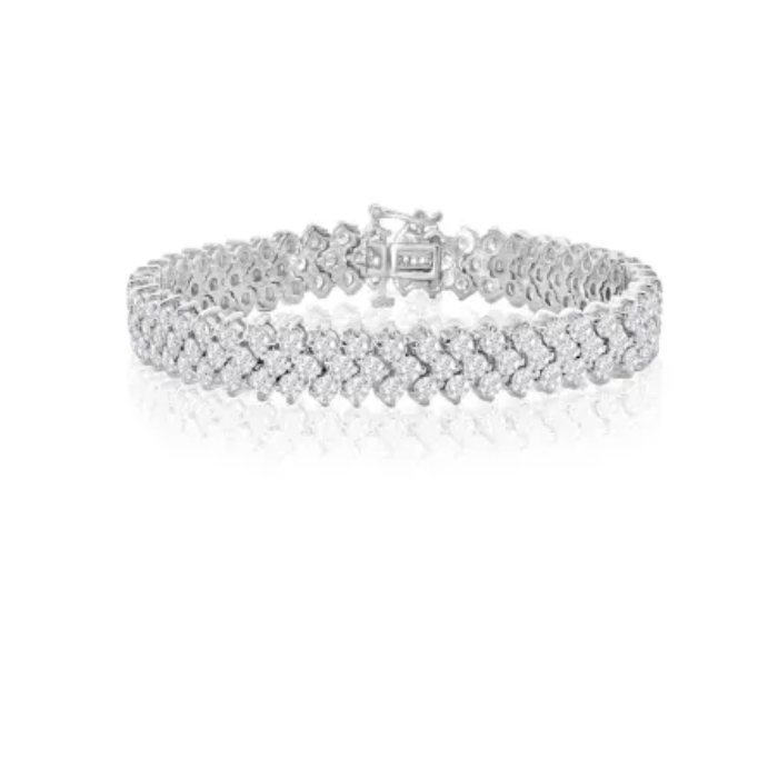12 Carat Three Row Diamond Tennis Bracelet In 14 Karat White Gold