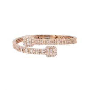 14k Rose Gold 8.75ctw Diamond Pave Open Cuff Bangle Bracelet
