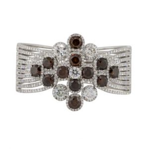 18k White Gold 31.03ctw Multi Diamond Row Cluster Bangle