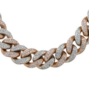 10k Two Tone 27ctw Diamond Pave Cuban Chain Necklace