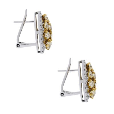 18k Two Tone Yellow and White Diamond Earrings - Image 3
