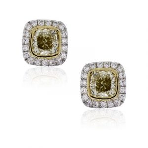 18k White and Yellow Gold 6.04ctw Fancy Yellow and 0.95ctw White Diamond Earrings