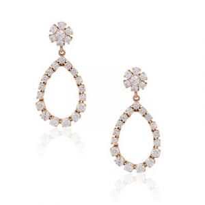 14k Rose Gold 5.88ctw Diamond Pear Shape Drop Earrings
