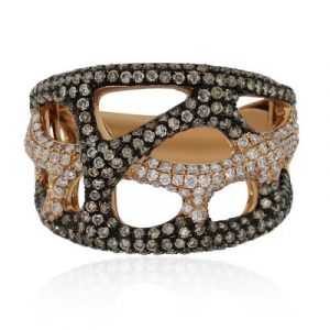 14k Rose Gold 1.07ctw Warm Champagne Diamond Pave Ring