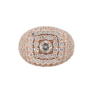 14k Rose Gold 12.78ctw Round Diamond Pave Mens Ring