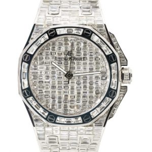 Audemars Piguet Royal Oak 18k White Gold Chandelier All Baguette Diamond Watch